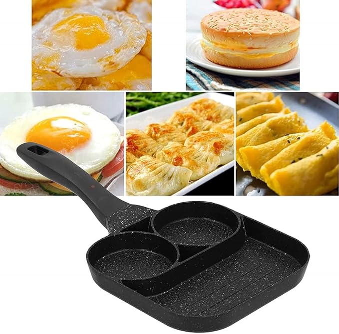 Sartén Antiadherente de 3 Secciones – Cocina Fácil, Rápida y sin Suciedad