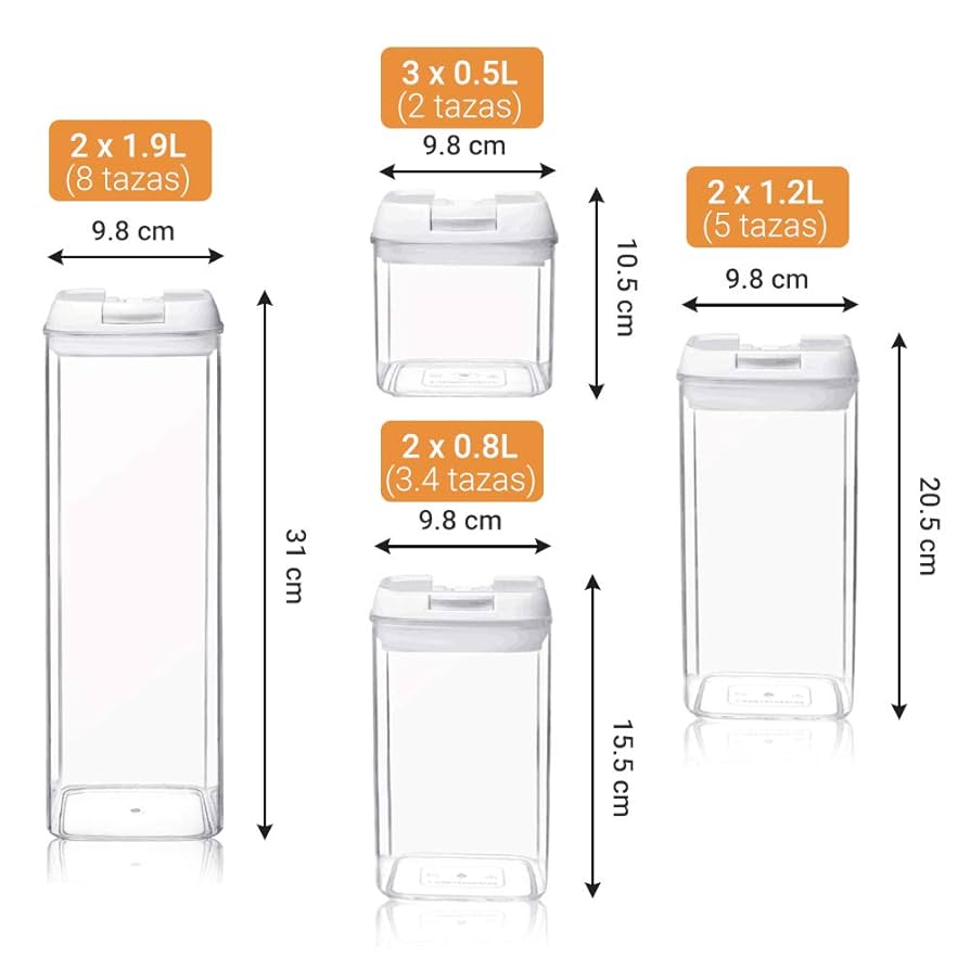 Set de Dispensadores Herméticos de 7 Piezas – Conserva y Organiza con Estilo