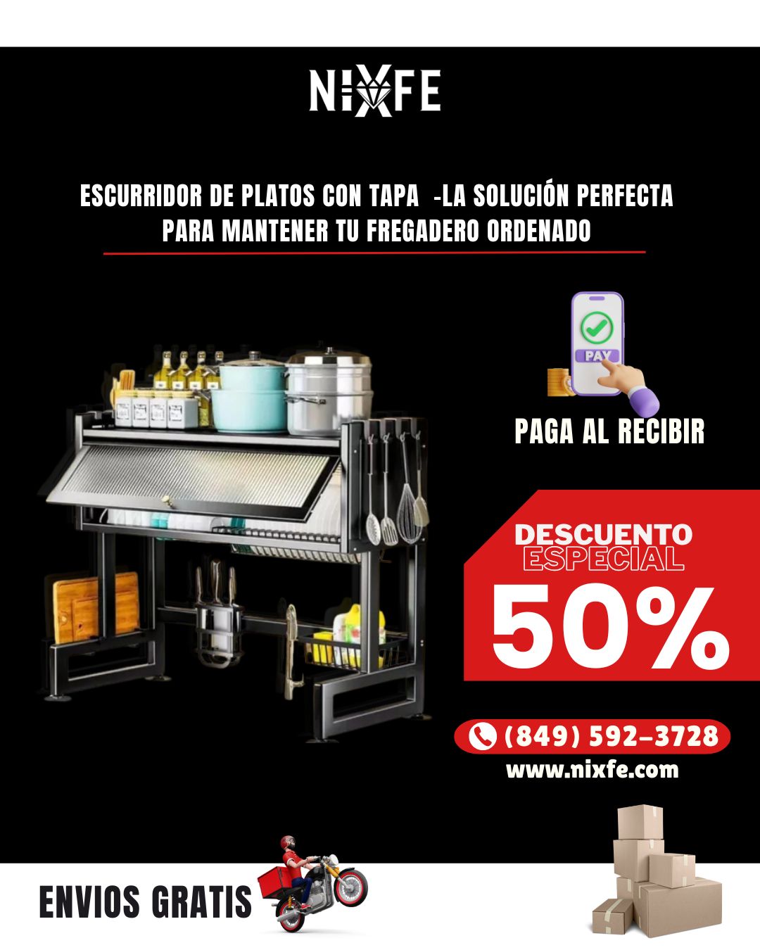 Escurridor de Platos con Tapa-  la solución perfecta para mantener tu fregadero ordenado