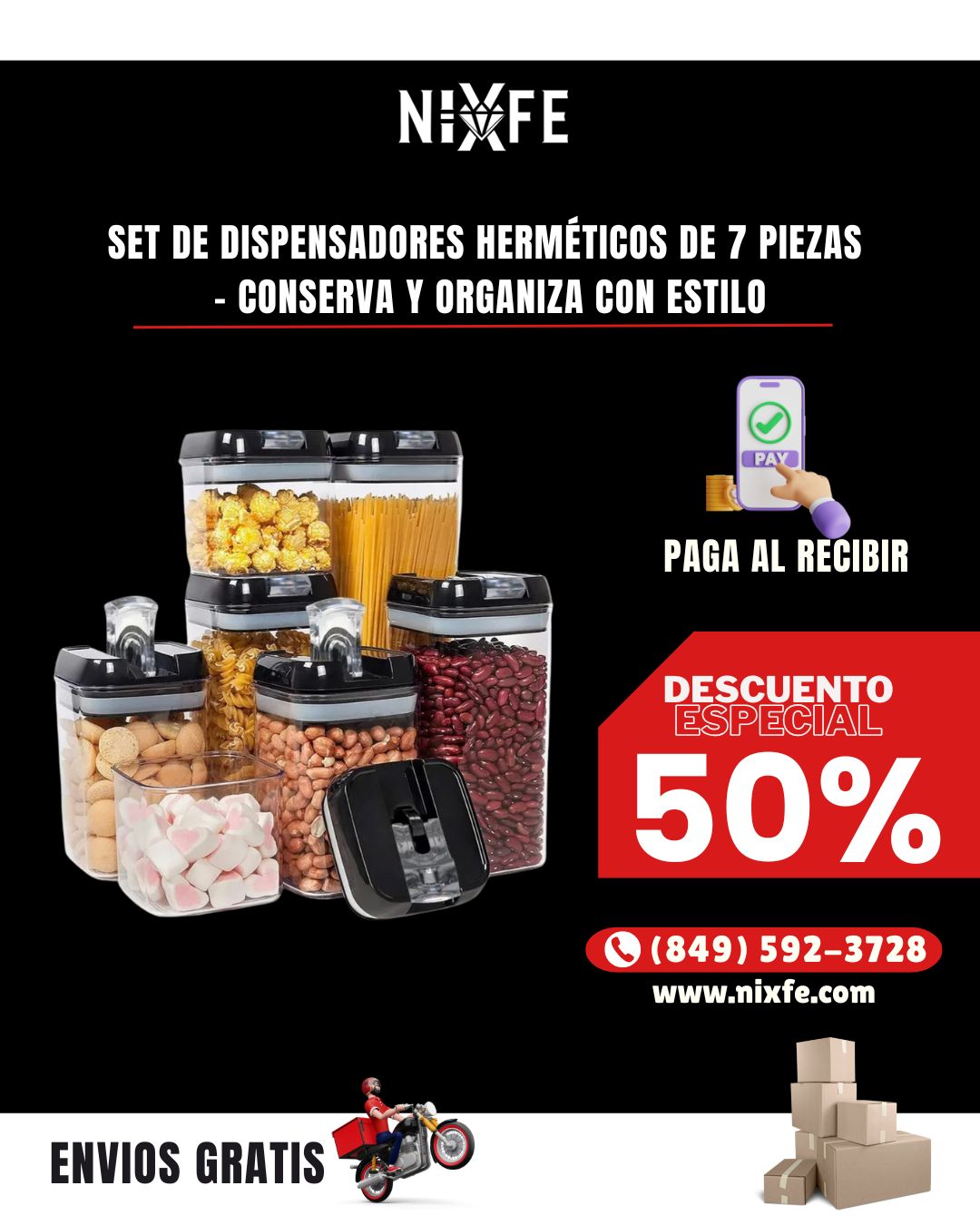 Set de Dispensadores Herméticos de 7 Piezas – Conserva y Organiza con Estilo